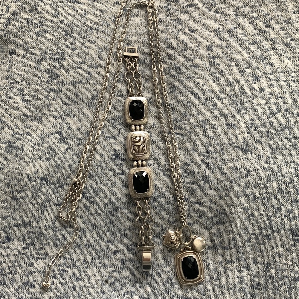 Brighton silver and black long necklace & bracelet new cond